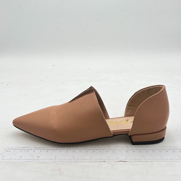 YDN Nude Pointed Toe D'Orsay V Cut Low Heels Slip On Office Dress Loafer Shoes - Picture 2 of 8